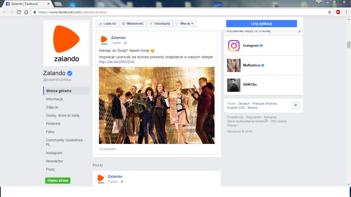Например, Zalando Polska рекомендует Facebook покупать предпраздничные подарки следующим образом: